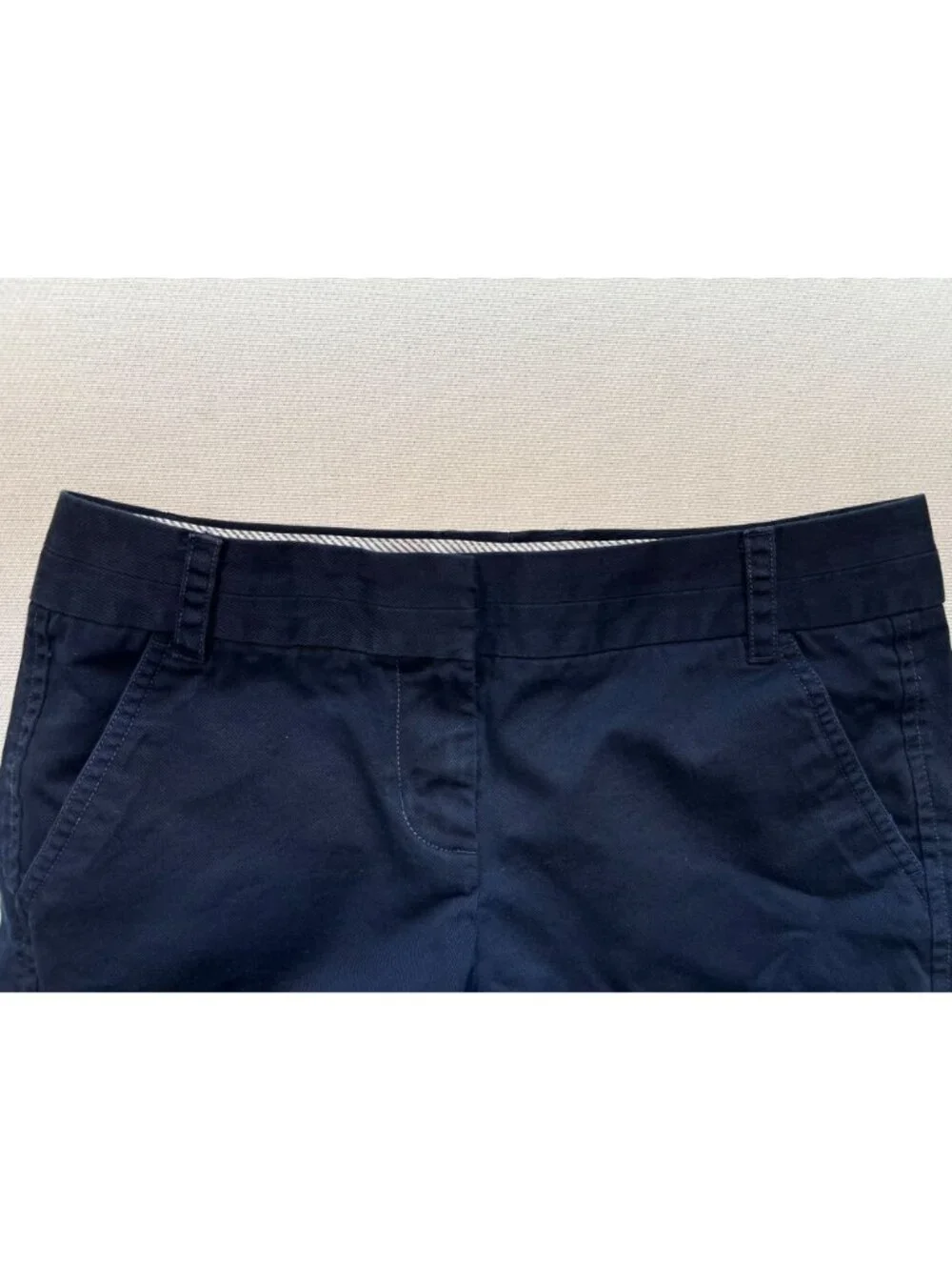 J.Crew Women's Cotton Chino Shorts Flat Front Size 2 Navy Blue Solid Pockets - Picture 5 of 10